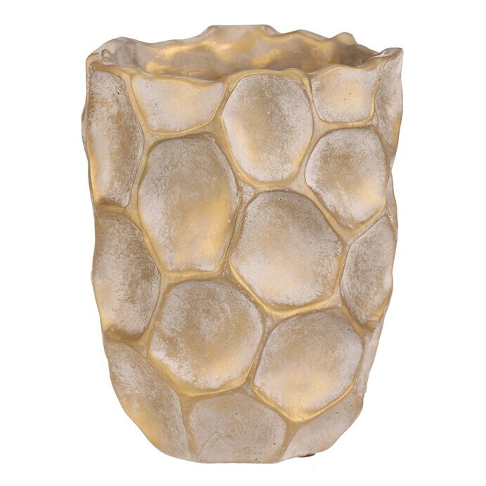 Betónový obal na kvety Plástev, veľ. M, š. 16 cm, béžovo-zlatá