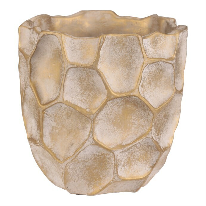 Betónový obal na kvety Plástev, veľ. M, š. 21 cm, béžovo-zlatá