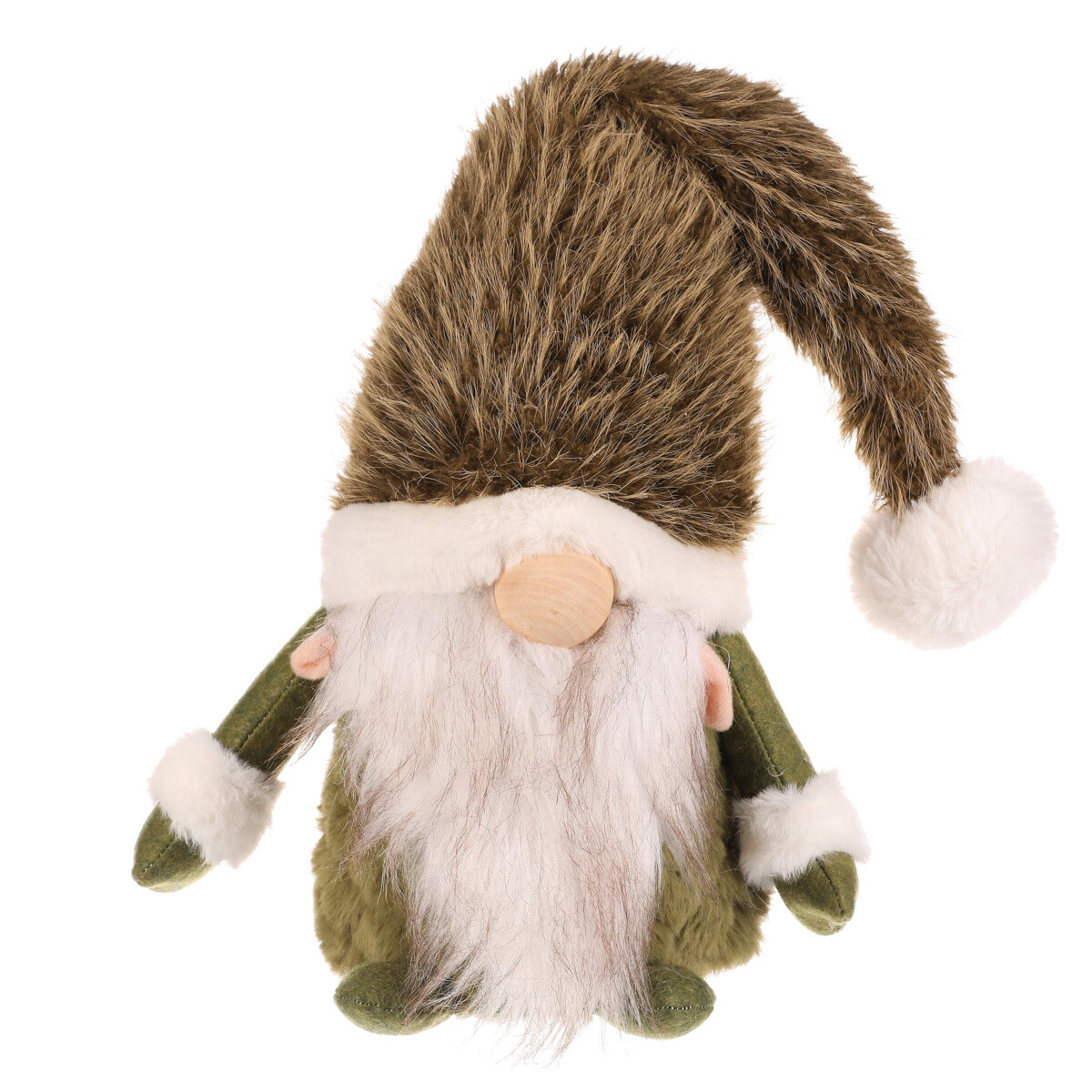 Vianočná dekorácia Škriatok stojaci, v. 30 cm, zelená/biela, 30 cm