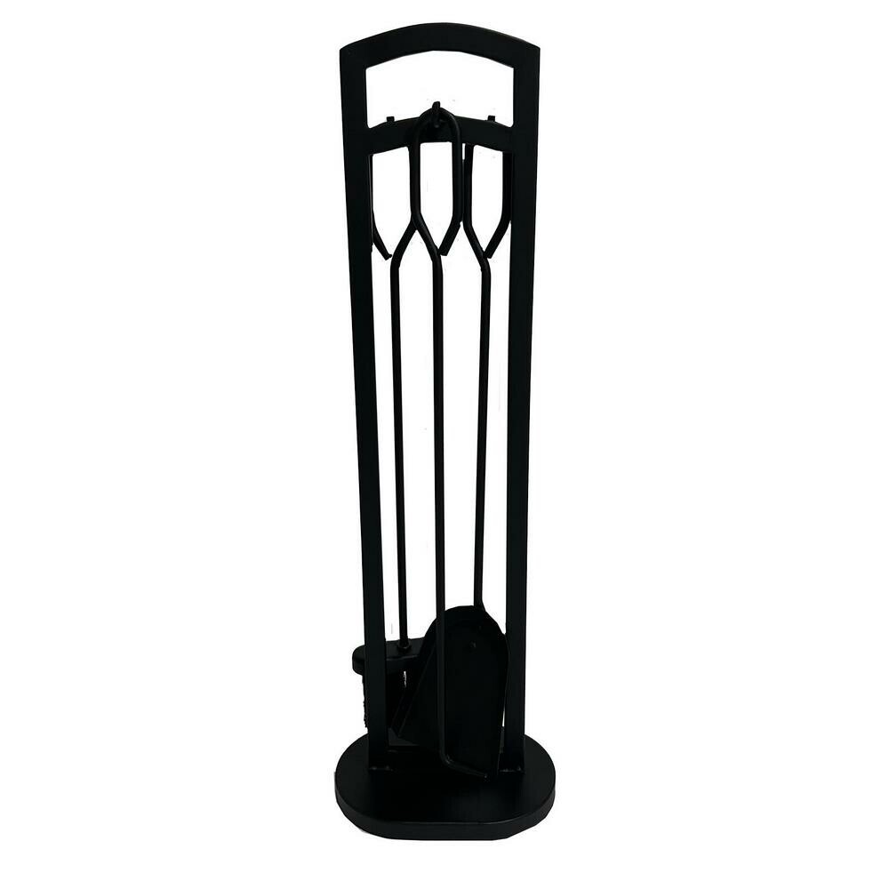 Súprava krbového náradia 70 cm, 3-dielna so stojanom, čierna, kov