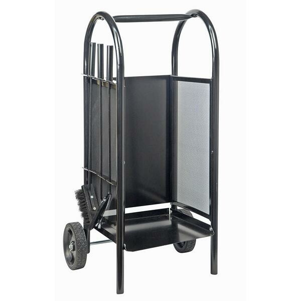 Kôš krbový/vozík s náradím 82,5 cm, oceľ súprava 3 diely