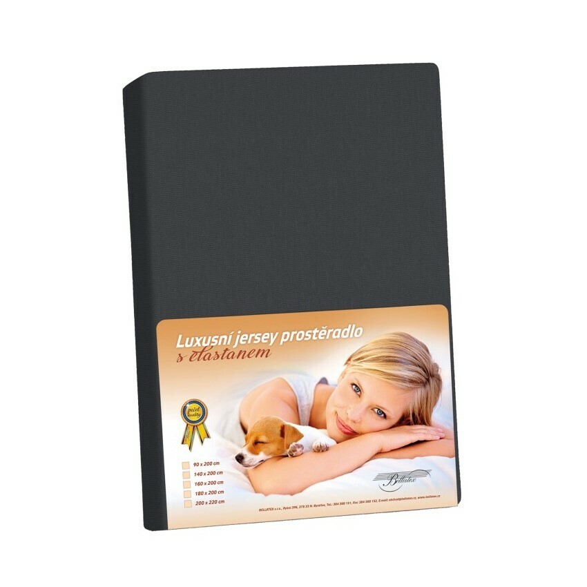 Bellatex Jersey prestieradlo s elastanom čierna, 200 x 220 cm