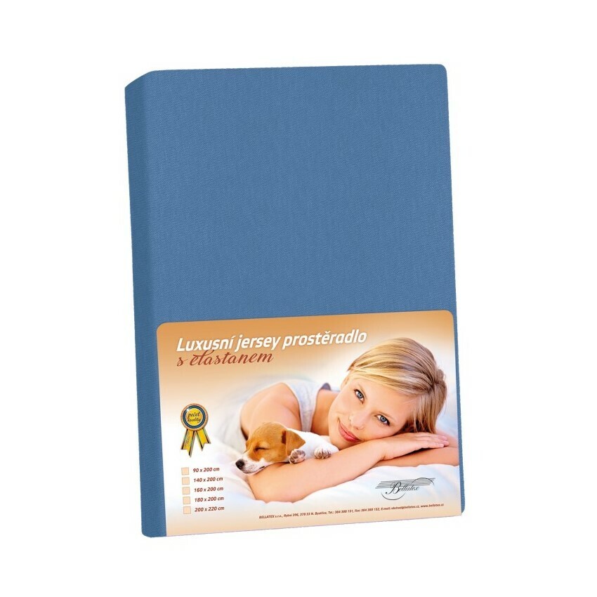 Bellatex Jersey prestieradlo s elastanom tmavomodrá, 160 x 200 cm