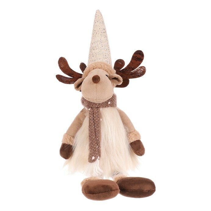 Vianočná dekorácia Sob, v. 32 cm, sediaci, béžová/hnedá