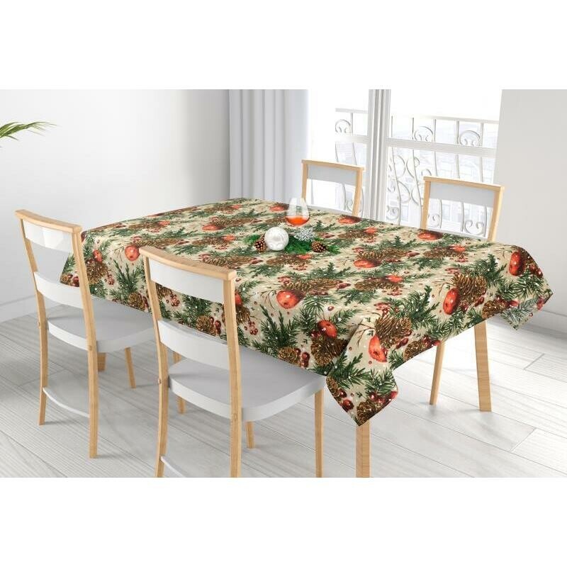 Bellatex Obrus ​​Šišky a jablká vianočné, 100 x 100 cm, 100 x 100 cm