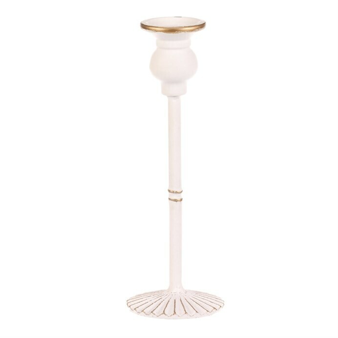 Kovový svietnik na kónickú sviečku 24 cm, biela, 24 cm