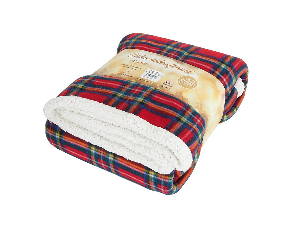 B.E.S. Petrovice Baránková deka Buffalo Káro červeno-zelená, 150 x 200 cm
