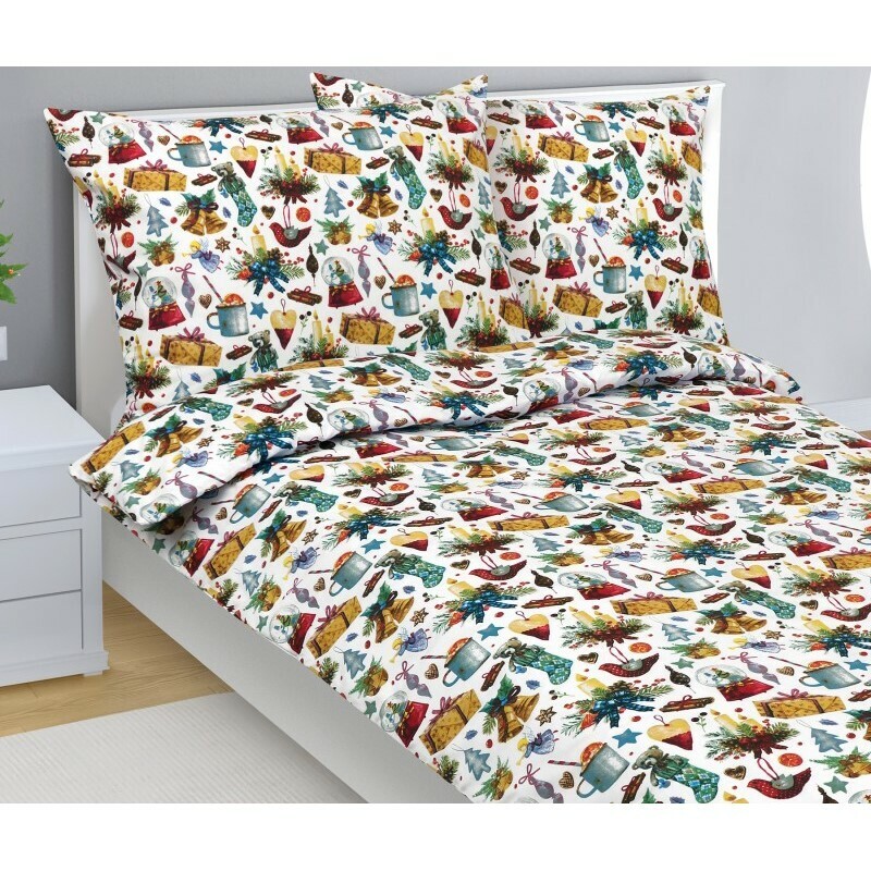 Bellatex Vianočné bavlnené obliečky Vianoce, 140 x 200 cm, 70 x 90 cm