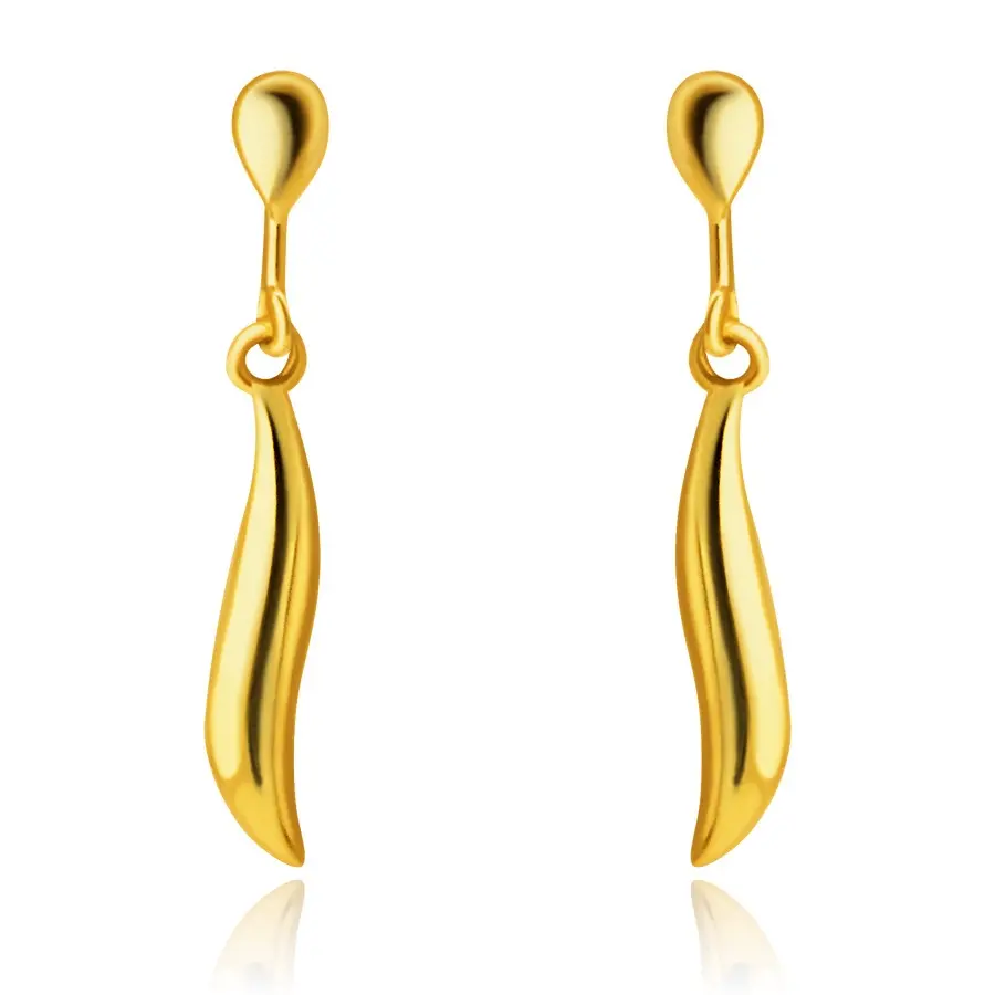 Náušnice zo 14K zlata - lesklé zvislé vlnky zo žltého zlata, puzetky
