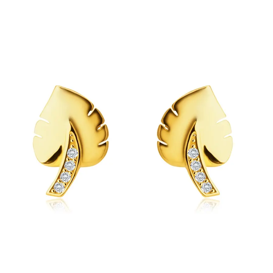 Náušnice zo 14K zlata - motív listu