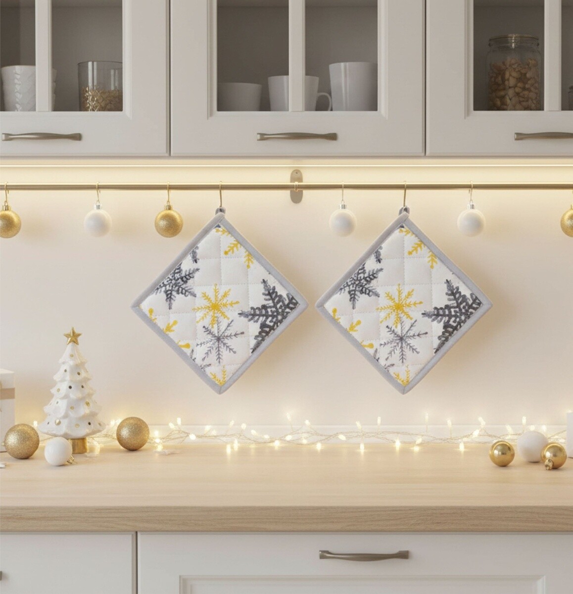 Podložka, Vianočné Vločky zlaté 1261, 18 x 18 cm