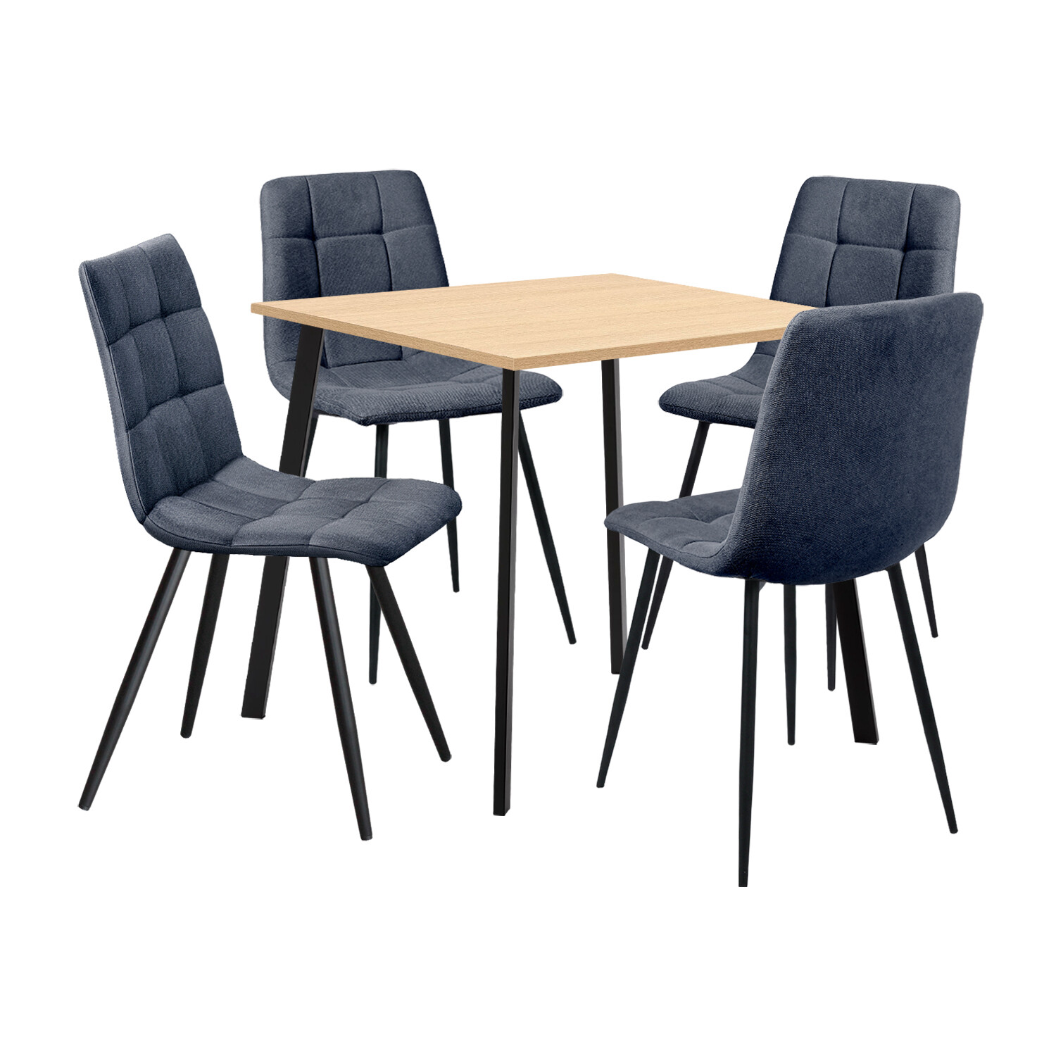 Jedálenský stôl 80x80 BERGEN dub + 4 stoličky BERGEN sivá