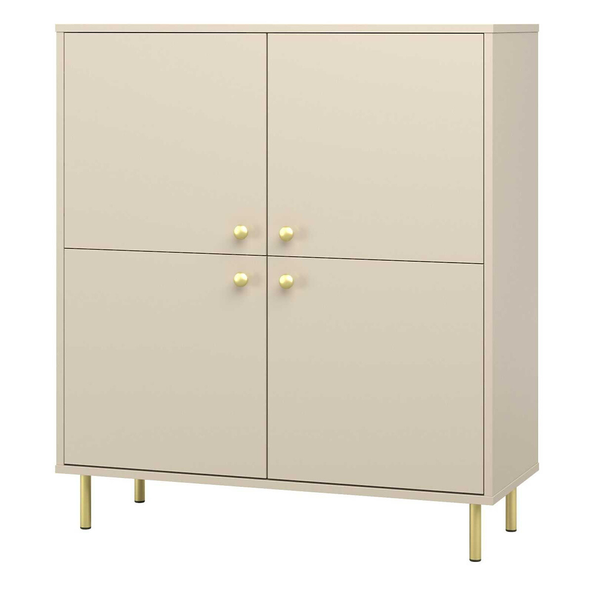 Vysoká štvordverová komoda Venus kašmír zlaté kovové nožičky