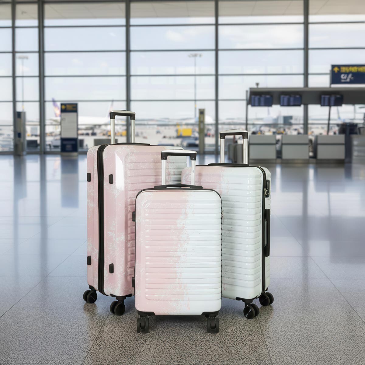 Cestovné kufríky Sierra, sada 3 kusov, biela a ružová