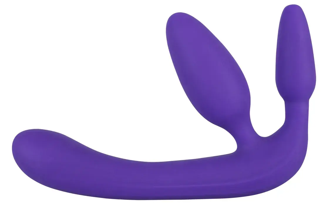 Fialový trojitý strap-on dildo bez popruhov