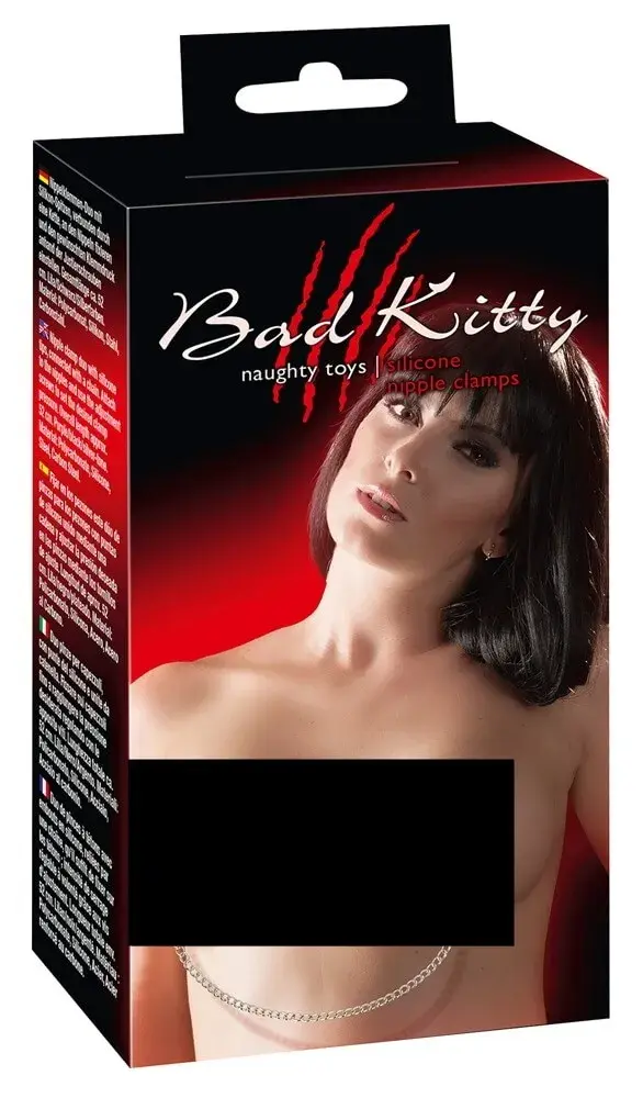 Bad Kitty - svorky na bradavky s reťazou (fialovo-čierne)