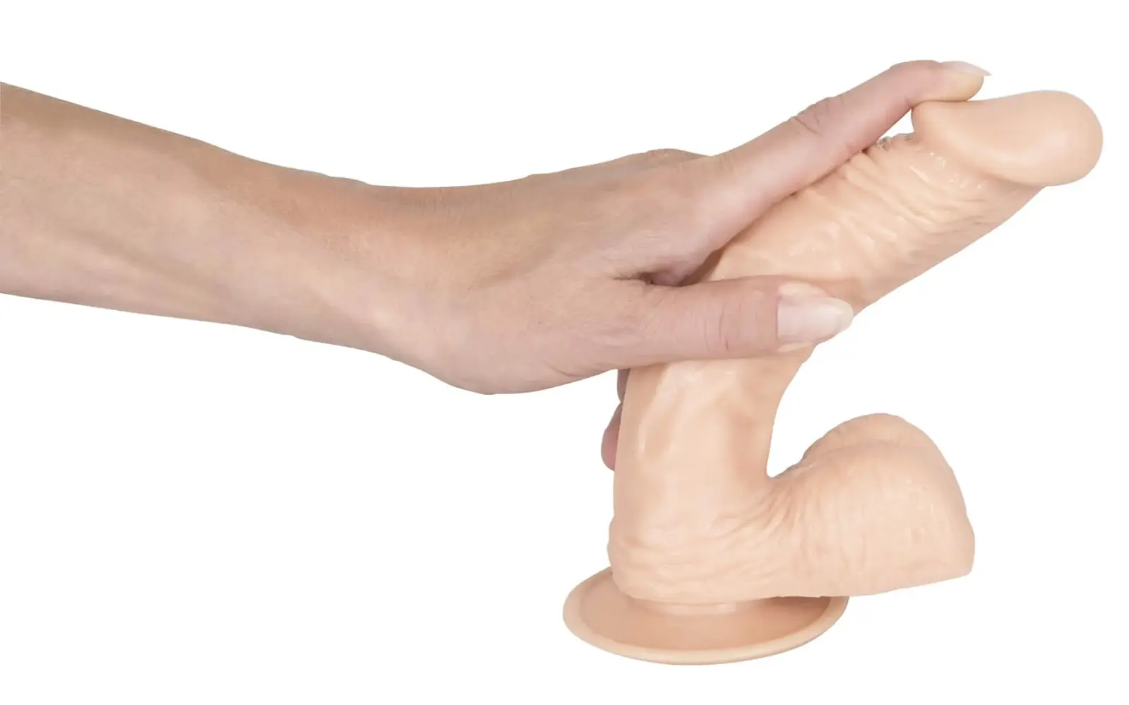 Európsky milenec - silikónové dildo s semenníkmi - stredné (prírodné)