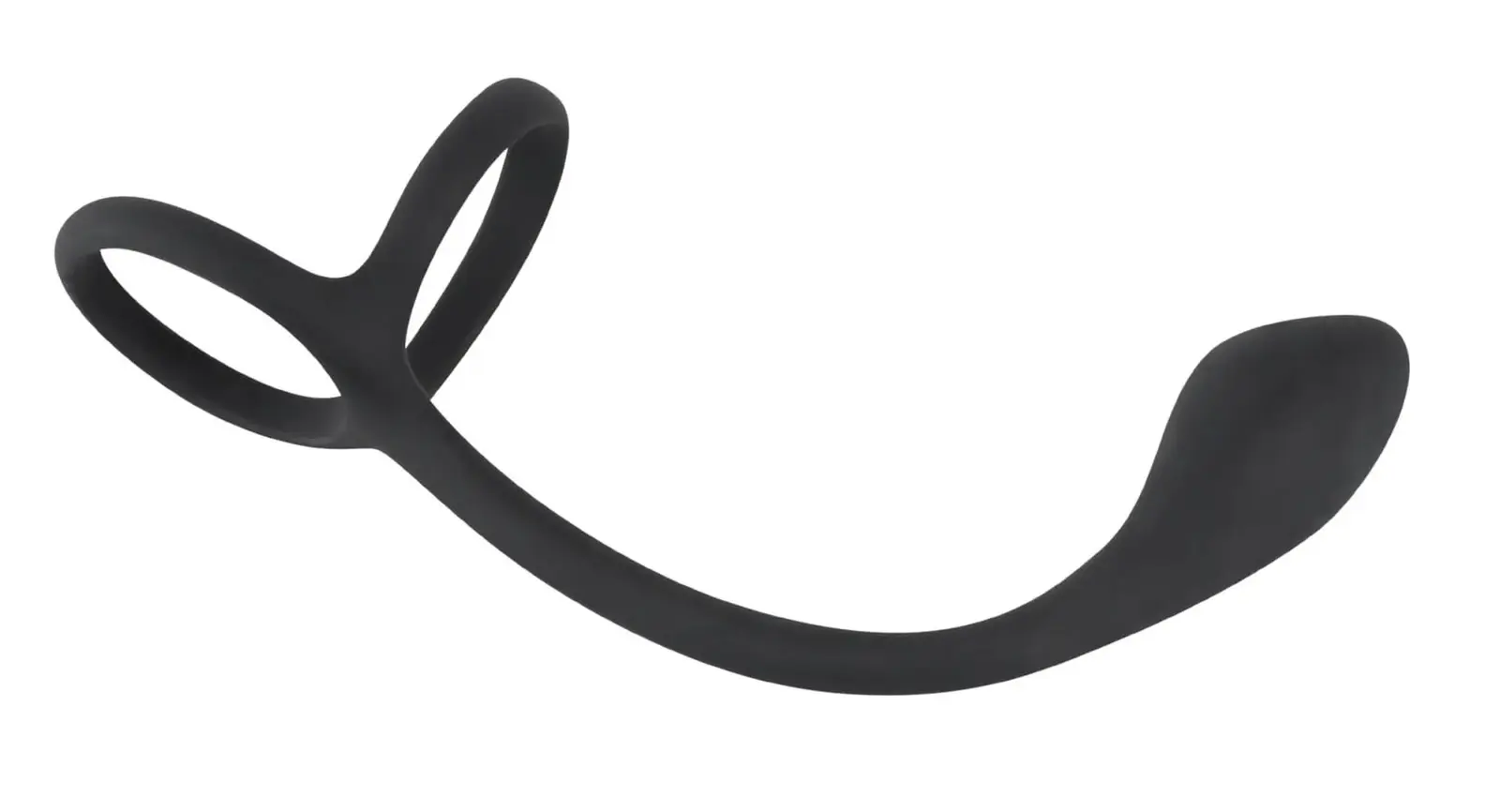 Black Velvet - tenký análny dildo s erekčným a semenníkovým krúžkom (čierny)