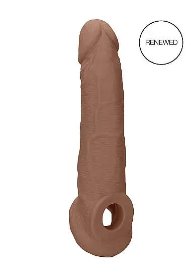 RealRock návlek na penis 21,5 cm - tmavý prírodný