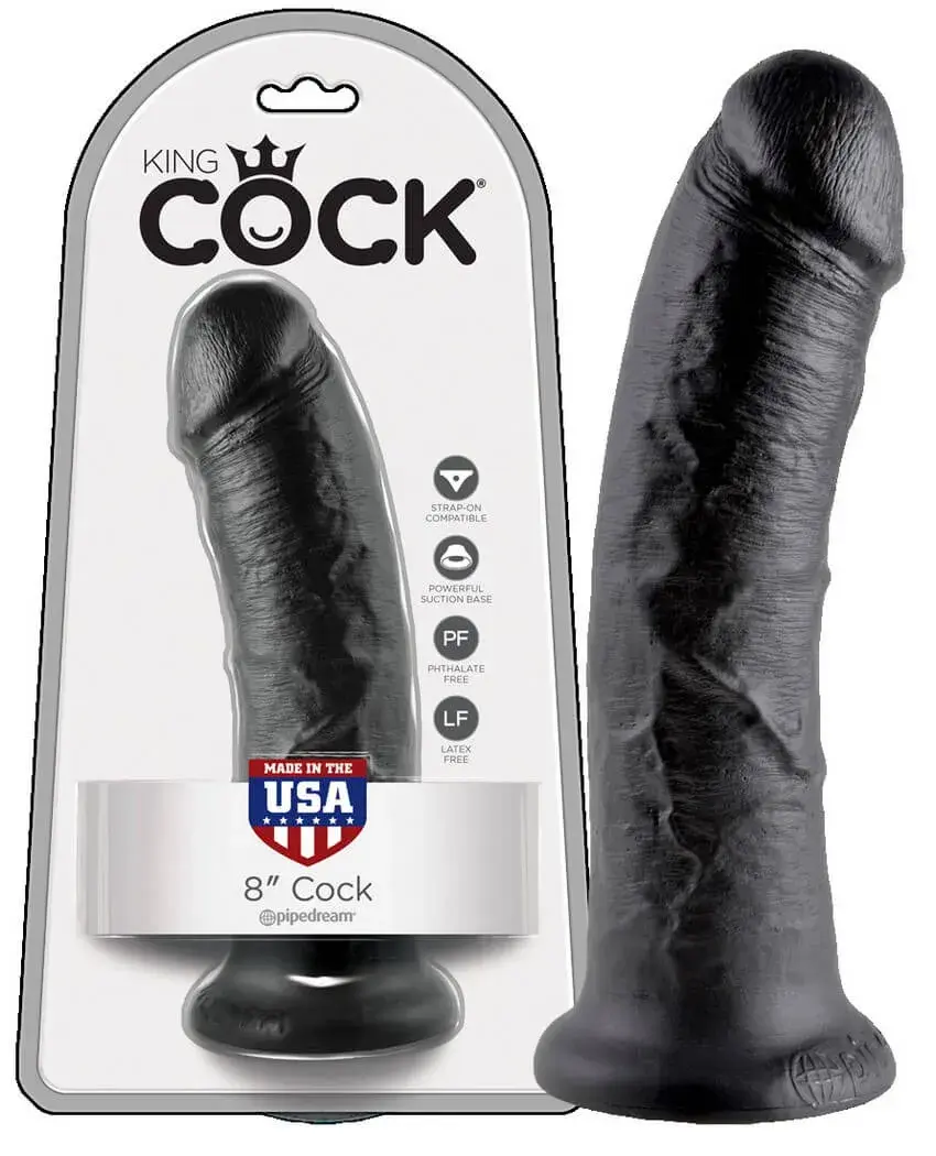 King Cock 8 - čierny 20 cm dildó