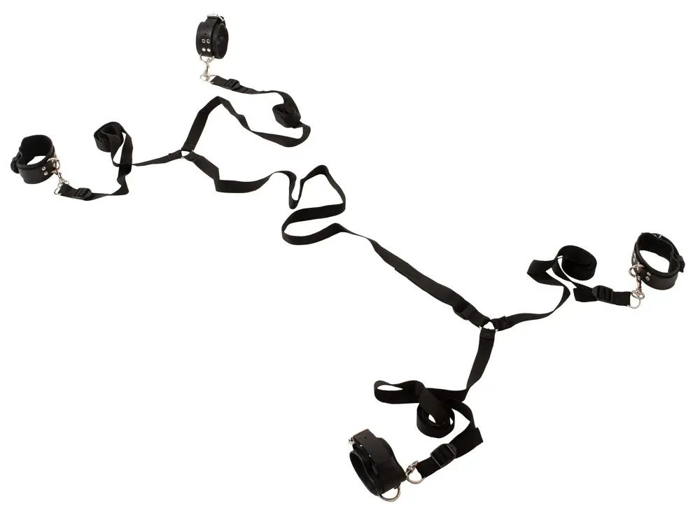 ZADO - kožený set na viazanie k posteli (čierny)