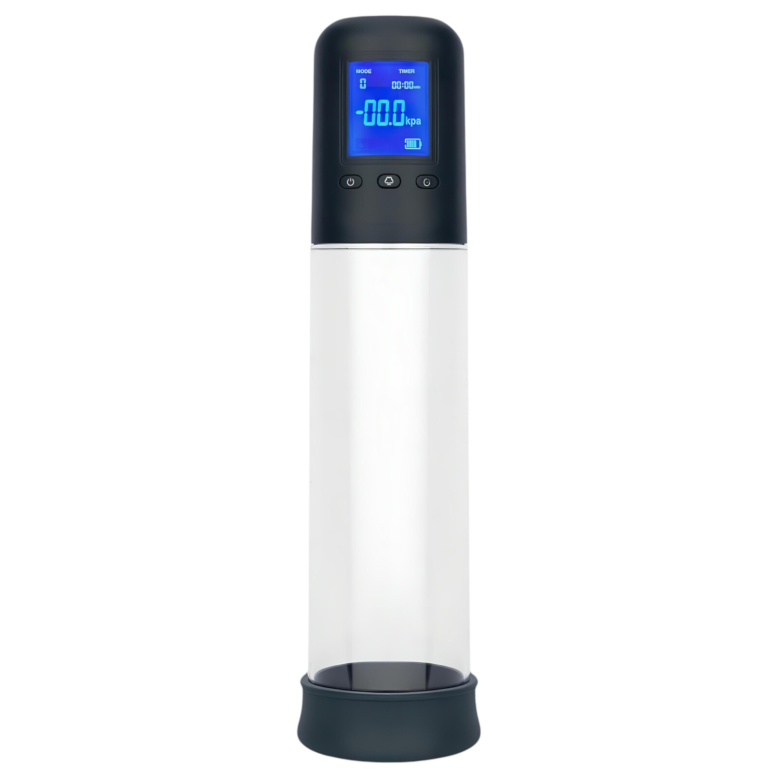 Boners - automatická LCD pumpa na penis (priehľadno-čierna)