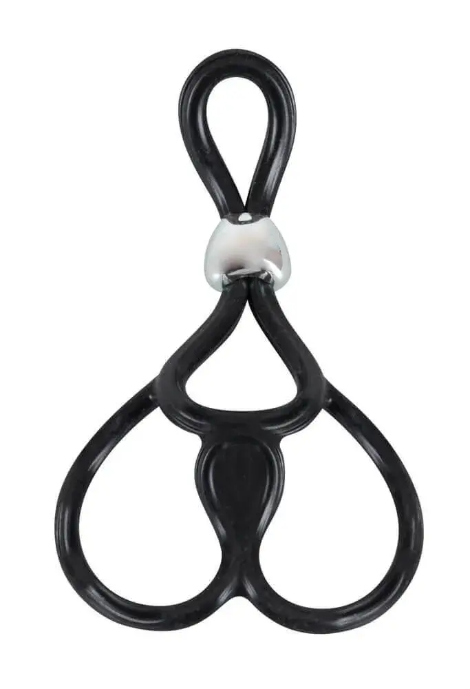 You2Toys - Trojitý nastaviteľný krúžok na penis a semenníky (čierny)