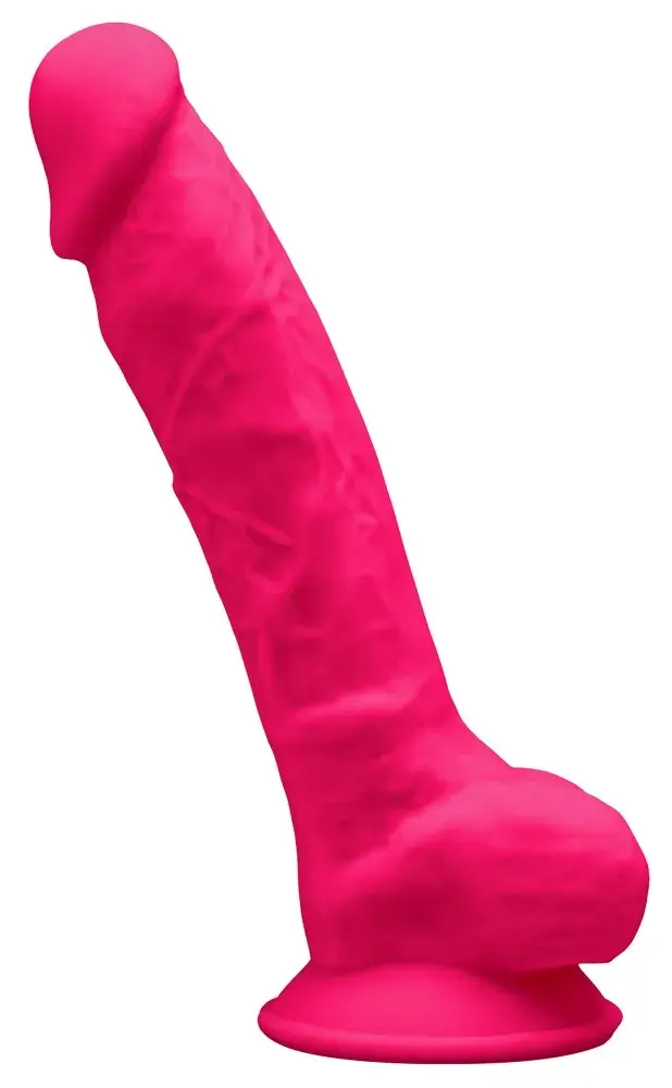 Silexd 7 - prísavkový dildo s semenníkmi - 17,5 cm (ružová)