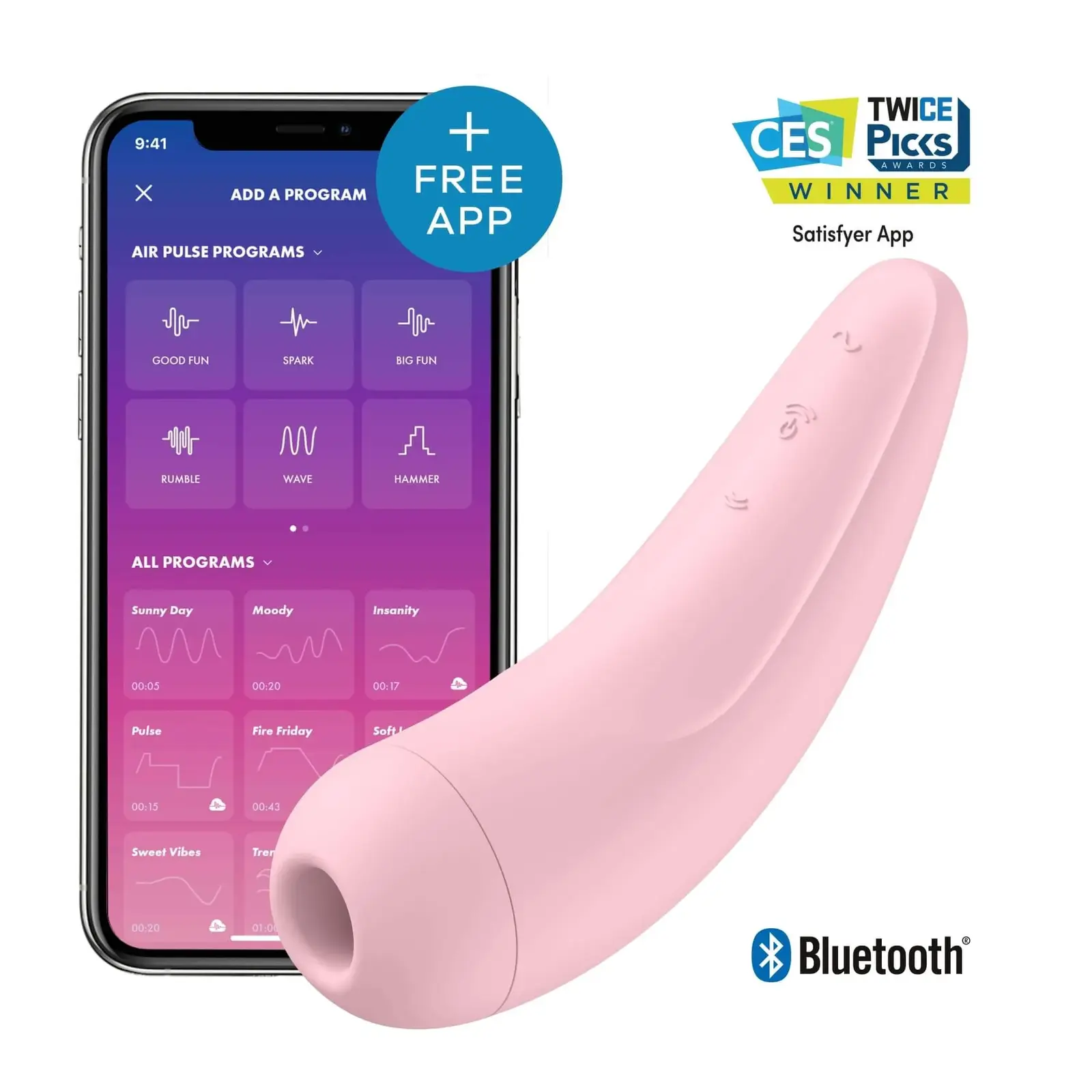 Satisfyer Curvy 2+ - inteligentný vzdušný stimulátor klitorisu (ružový)