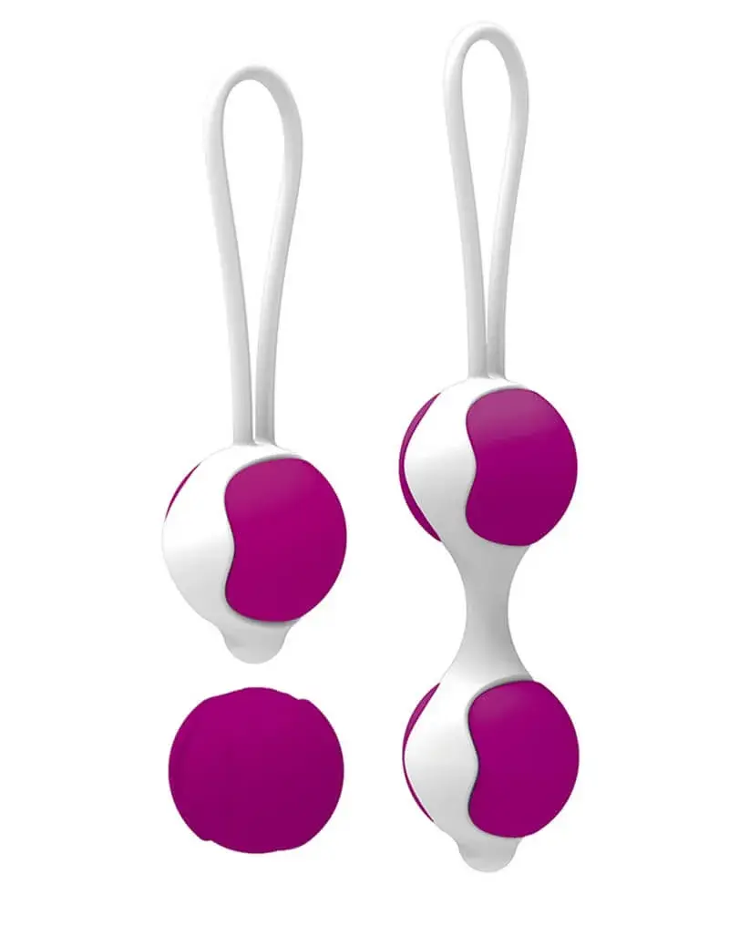 Pretty Love Orgasmic - sada variabilných gejšských guličiek (biela-fialová)