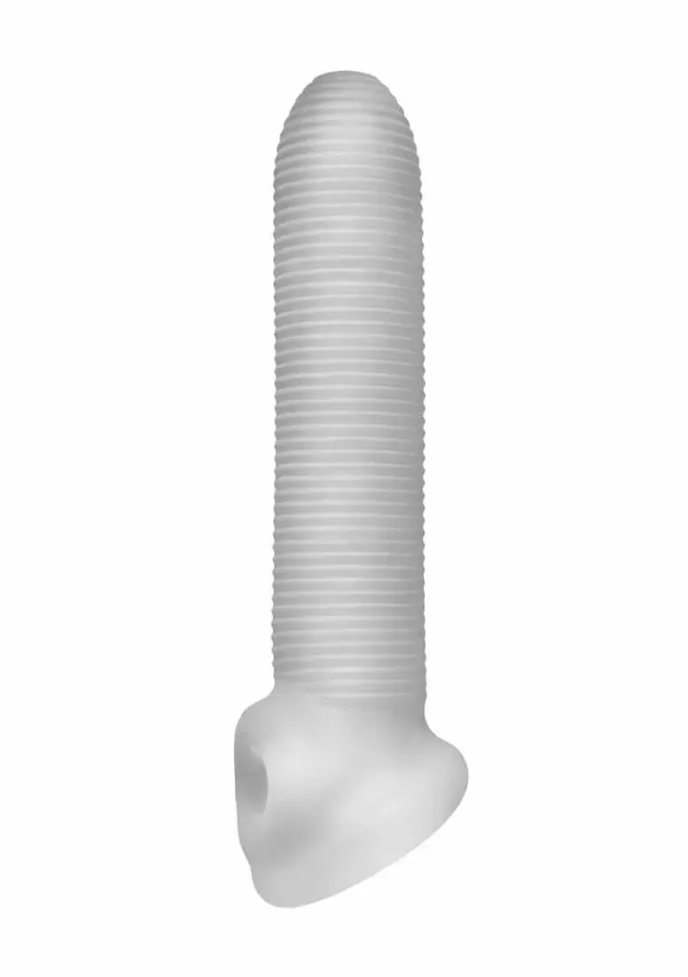 Fat Boy Micro Ribbed - púzdro na penis (19 cm) - mliečna biela