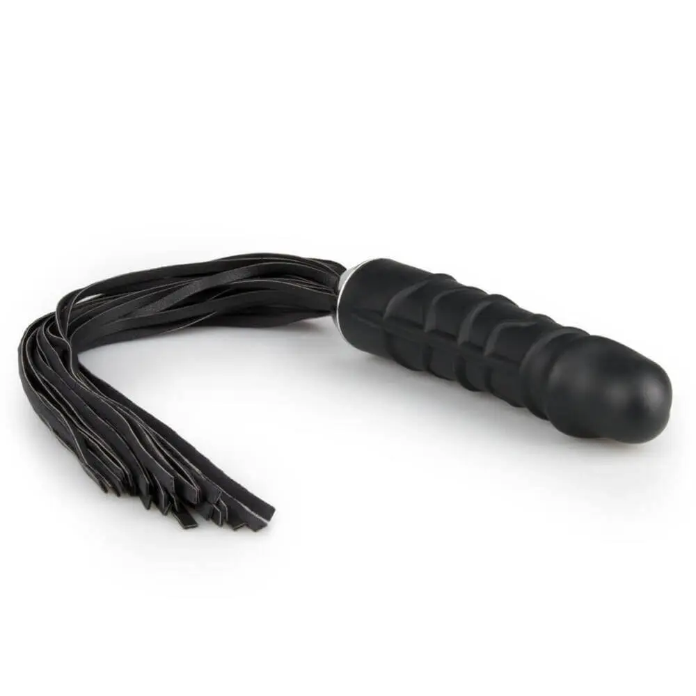 Easytoys Flogger - dvojitá radosť: bičík a silikónové dildo (čierne)