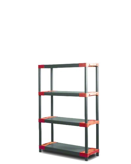 REGÁL PLASTOVÝ Jupiter-4 138x60x46 PVC červený/zelený Povrchová úprava: Červená