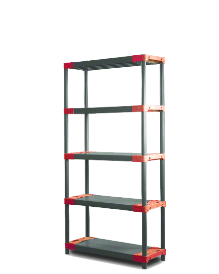 REGÁL PLASTOVÝ Jupiter-5 180x60x46 PVC červený/zelený Povrchová úprava: Červená