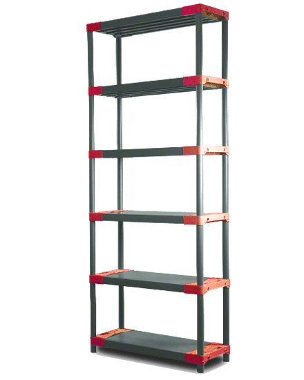 REGÁL PLASTOVÝ Jupiter-6 222x60x46 PVC červený/zelený Povrchová úprava: Červená