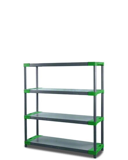 REGÁL PLASTOVÝ Jupiter-4 138x100x46 PVC červený/zelený Povrchová úprava: Zelený