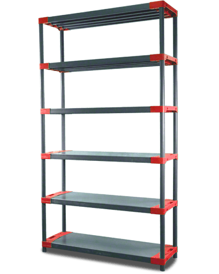 REGÁL PLASTOVÝ Jupiter-6 222x100x46 PVC červený/zelený Povrchová úprava: Červená