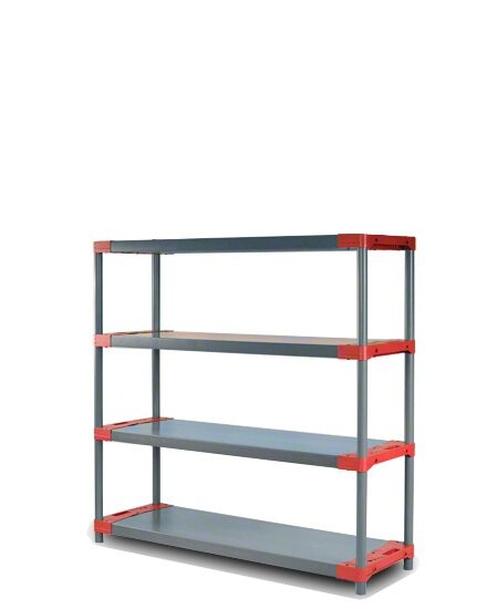 REGÁL PLASTOVÝ Jupiter-4 138x120x46 PVC červený/zelený Povrchová úprava: Červená