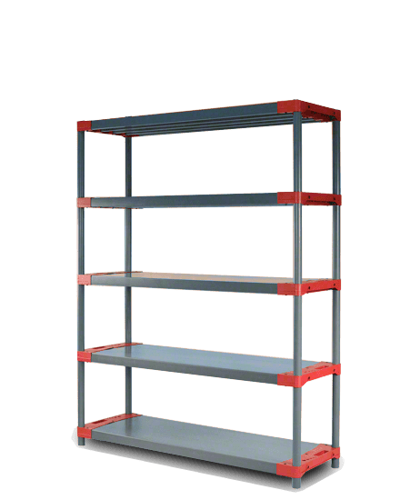 REGÁL PLASTOVÝ Jupiter-5 180x120x46 PVC červený/zelený Povrchová úprava: Červená