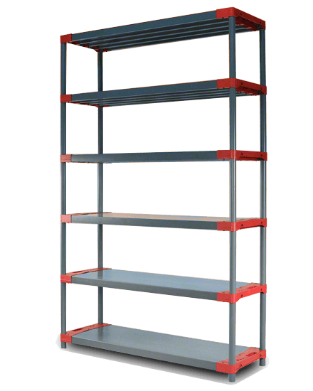 REGÁL PLASTOVÝ Jupiter-6 222x120x46 PVC červený/zelený Povrchová úprava: Červená