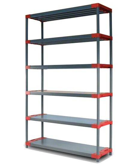 REGÁL PLASTOVÝ Jupiter-6 222x150x46 PVC červený/zelený Povrchová úprava: Červená