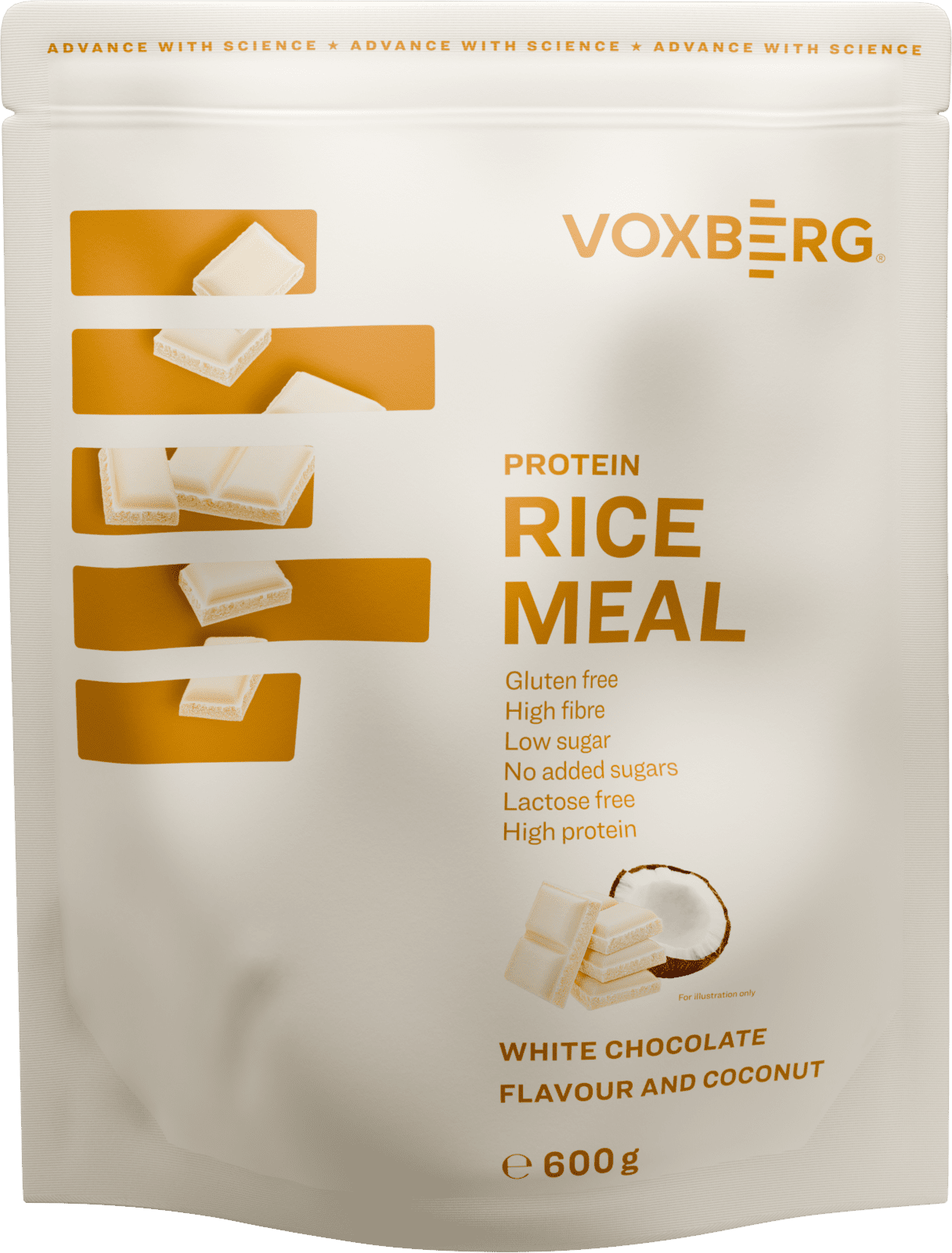 VOXBERG Protein Rice Meal Biela čokoláda kokos 600 g