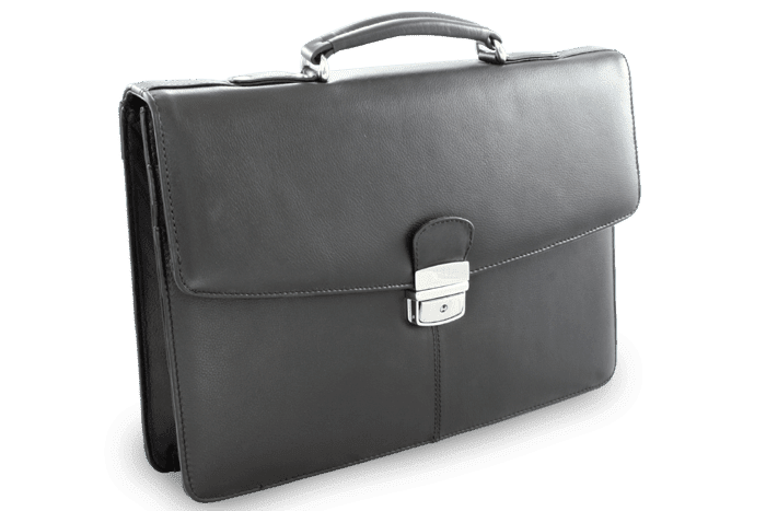 Čierna kožená aktovka s tromi vnútornými priehradkami 112-6004-60