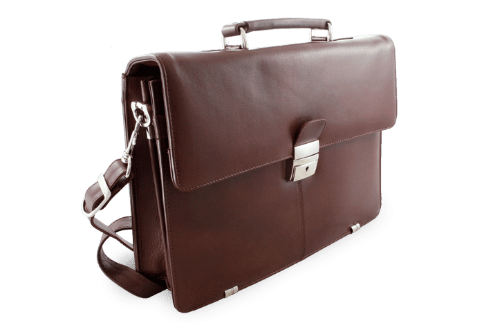 Hnedá kožená aktovka s dvoma vnútornými priehradkami 112-2036-40
