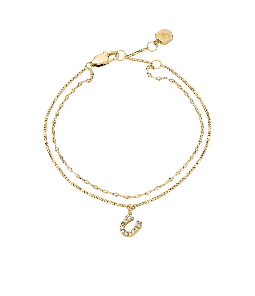 Fossil Elegantný dvojitý pozlátený náramok Podkova JF04907710