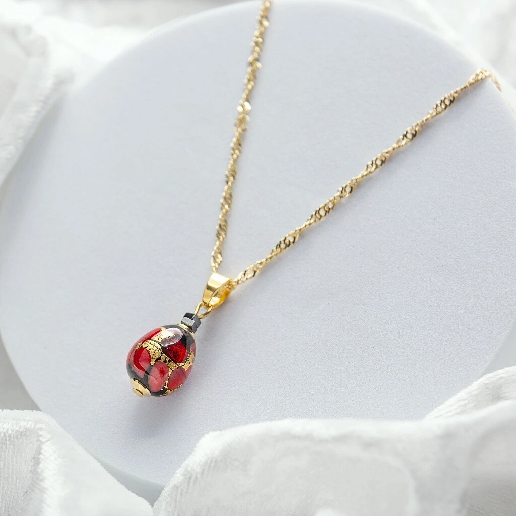 Lampglas Luxusný náhrdelník Vermilion Nude s 24-karátovým zlatom v perle Lampglas NNM2/AG/POZ 50 cm