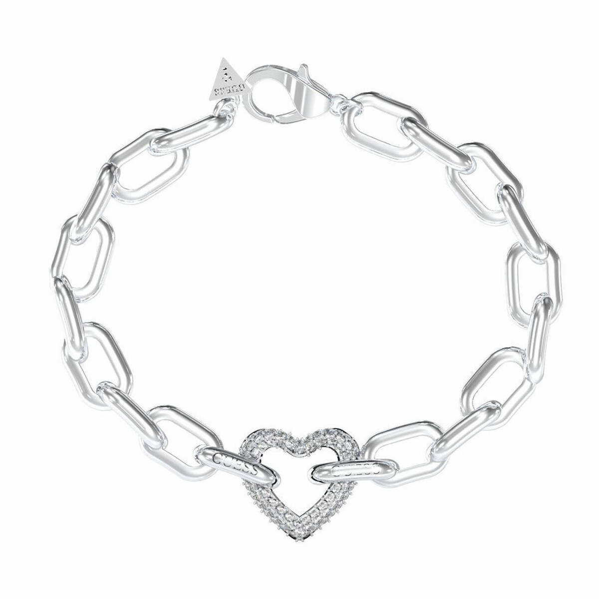 Guess Výrazný oceľový náramok Srdce Beloved JUBB05016JWRH 21 cm