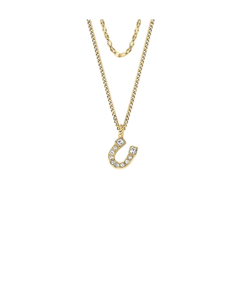 Fossil Elegantný pozlátený náhrdelník pre šťastie Podkova JF04906710