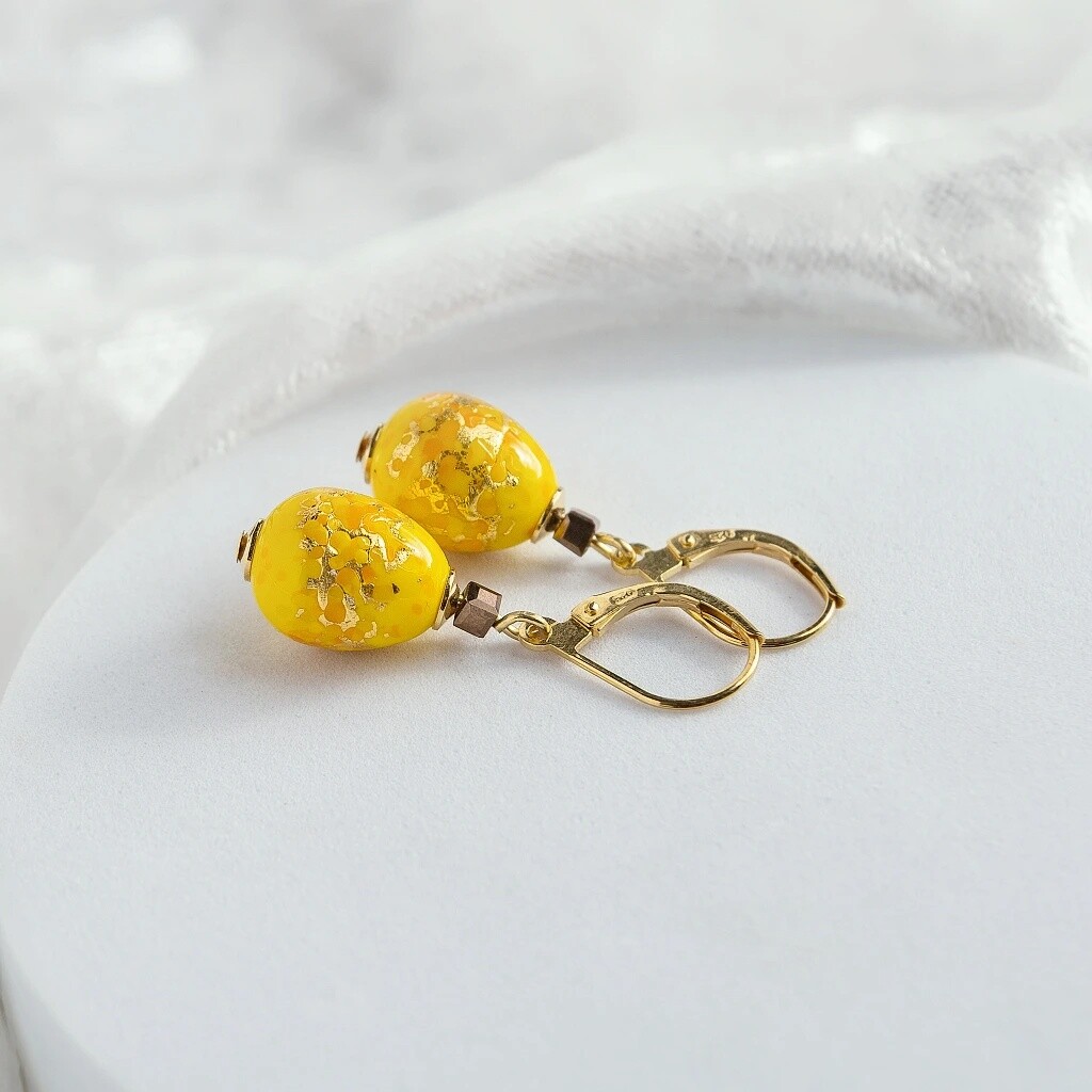 Lampglas Exkluzívne náušnice Sunlit Nude s 24-karátovým zlatom v perle Lampglas ENM1/AG/POZ