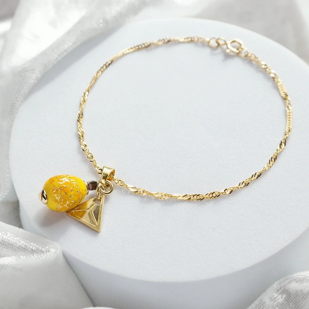 Lampglas Úchvatný náramok Sunlite Nude s 24-karátovým zlatom v perle Lampglas BNM1/AG/POZ 18 cm